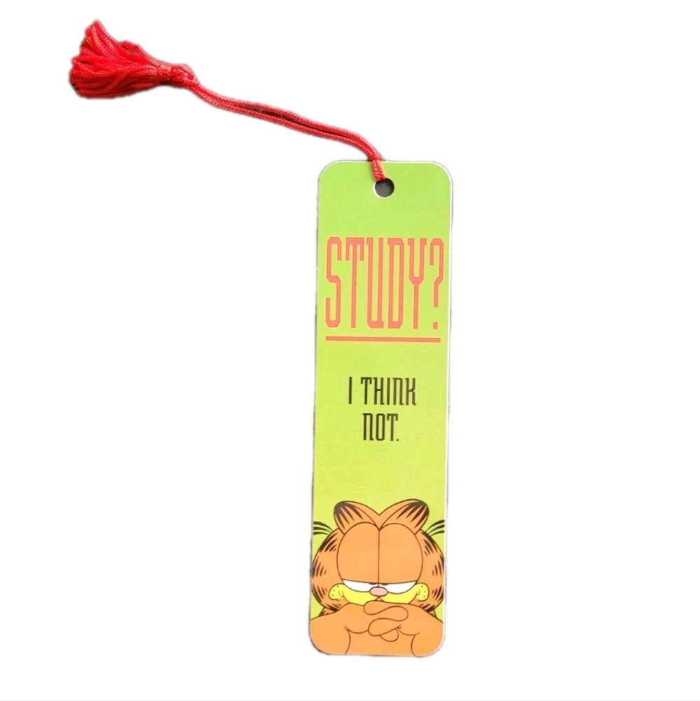 Vintage Paws Garfield Tassel Bookmark, Jim Davis Orange Tabby Cat USA Comic 80s.